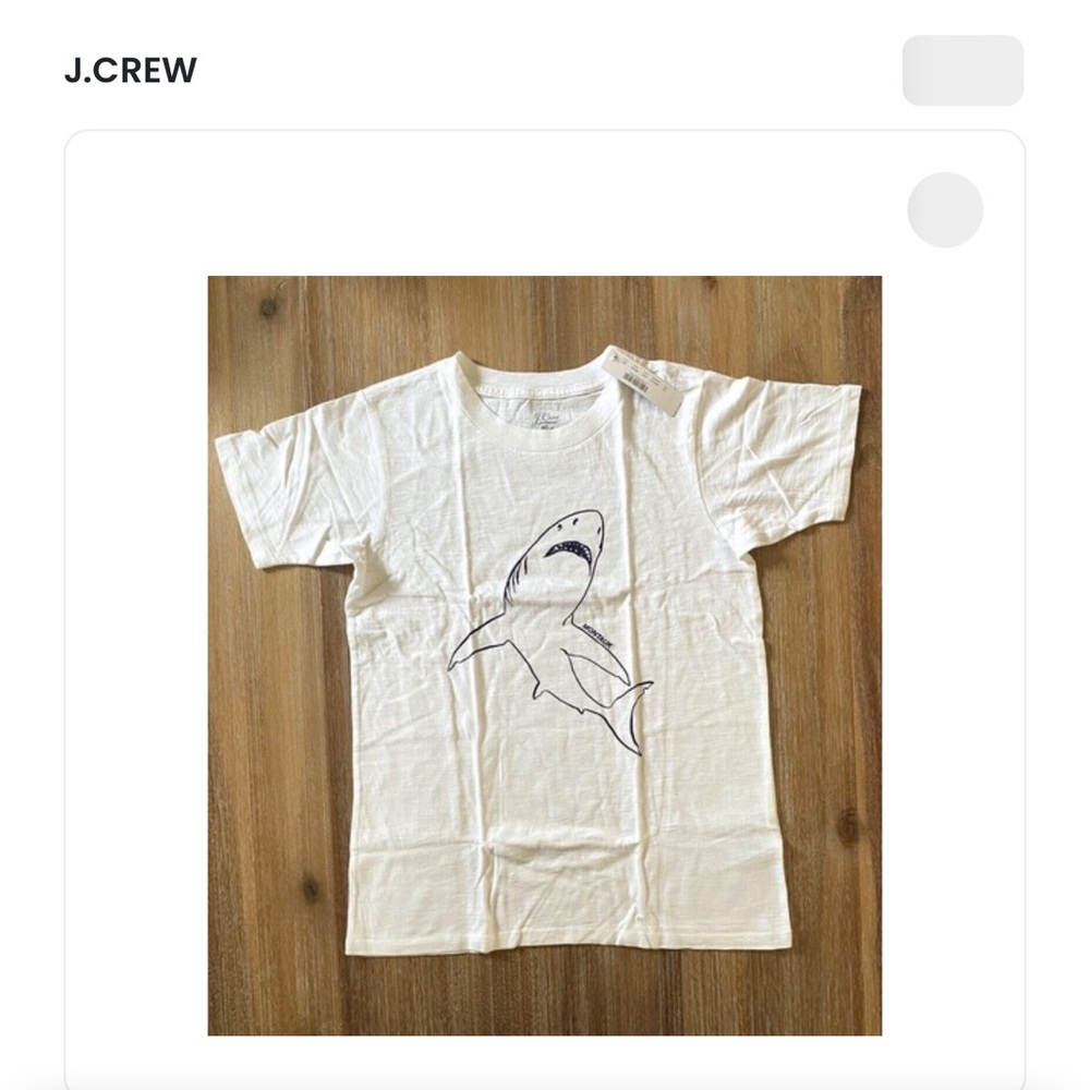 NWT J. Crew White Tee with MONTAUK Navy Shark Graphic, M - Picture 2 of 7